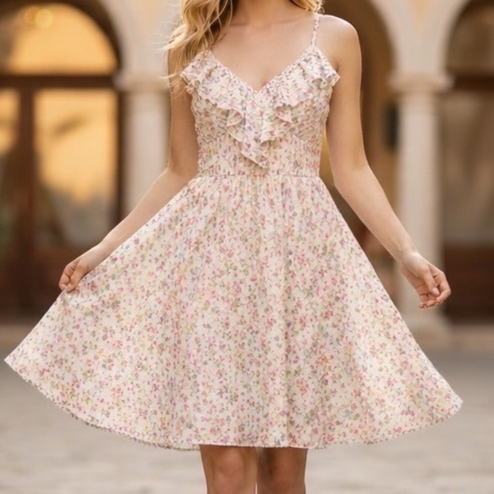 Guess Bonita Liberty Julia Ruffle Spring‎ Summer Dress Size 8